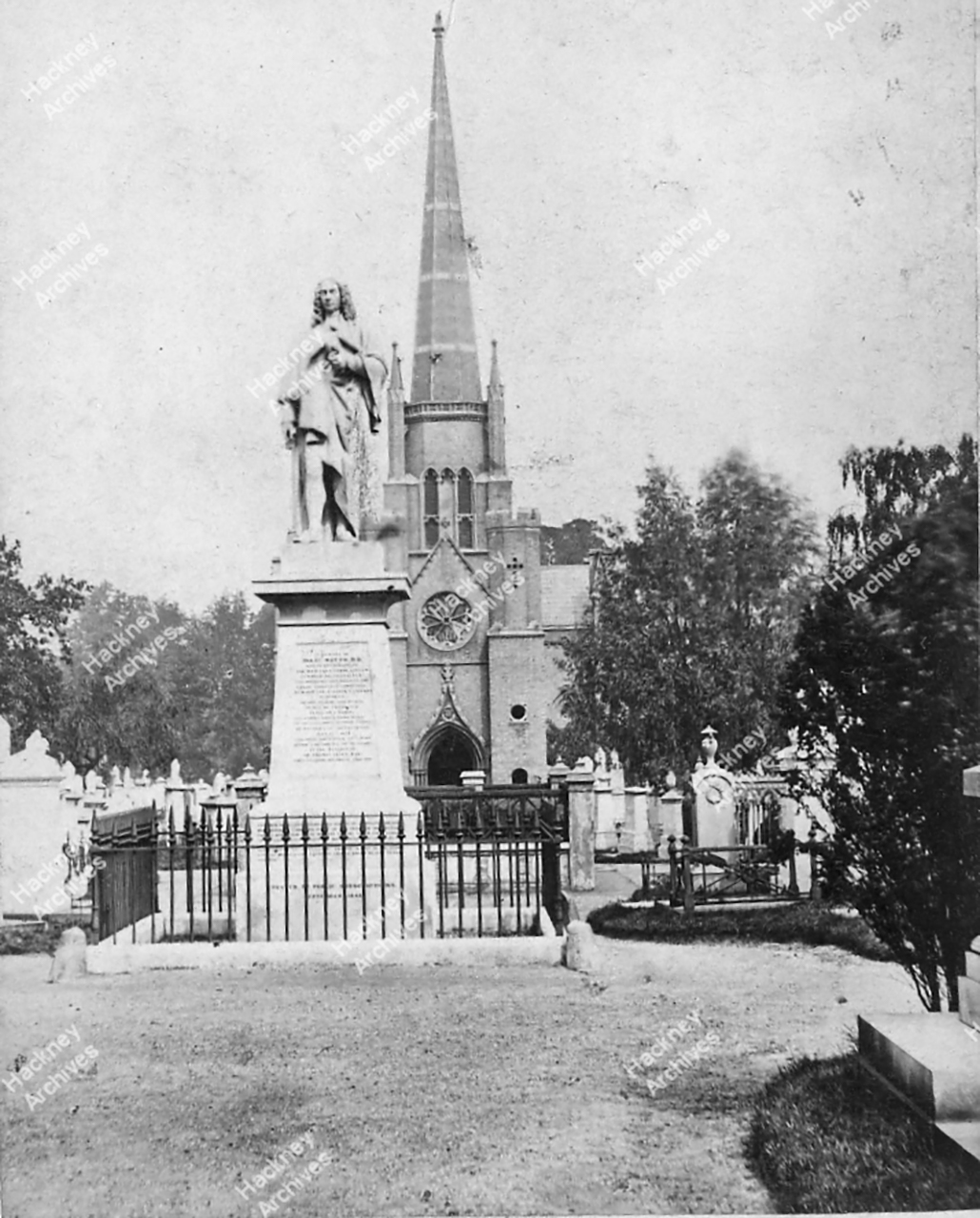 The tomb and memorial of Dr. Watts in Abney Park Cemetery. 1800s