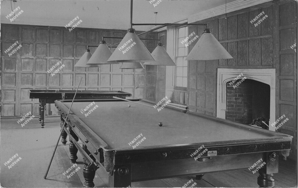 The billiard room at Sutton House, Homerton High Street when in use as St. John’s Church Institute, c.1930.