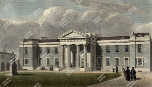 Engraving of Haberdasher's Almshouses (Aske's Hospital), Pitfield Street, Hoxton. Published January 12, 1823, by Jones & Co., 3, Acton Place, Kingsland Road. Drawing by T. H. Shepherd, engraved by John Rolph. 1823.
