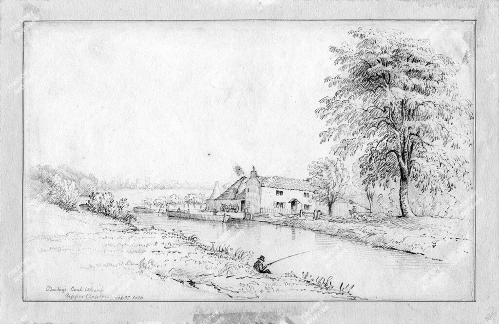 Lea River, Bailey’s coal wharf, Upper Clapton, 1834.