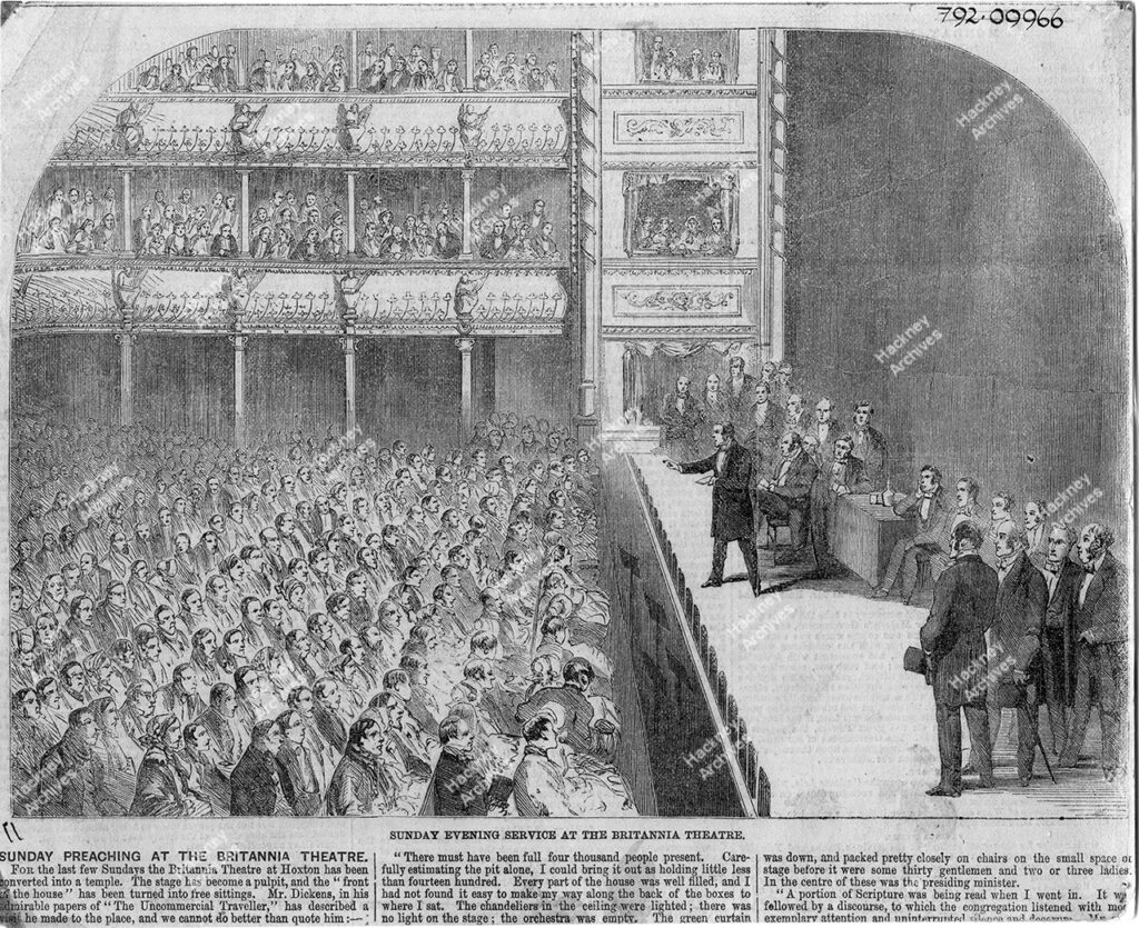 Illustration of the interior of The Britannia Theatre, Hoxton Street, Shoreditch, Hackney, 1860.