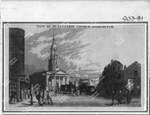 St. Leonard's Church, Kingsland Road and Old Street, c.1827.