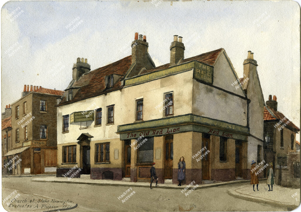 The Old Red Lion public house, Stoke Newington Church Street. 1921.