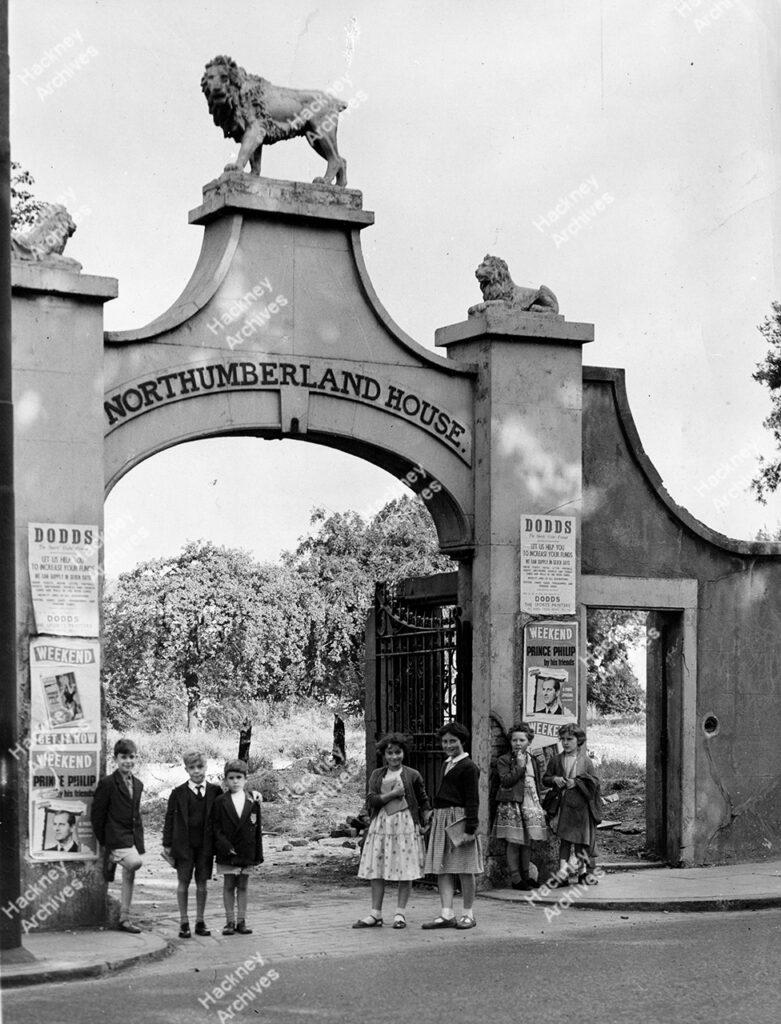 northumberland House: the entrance gates, shortly before re-development of the site by the L.C.C. , 1958.