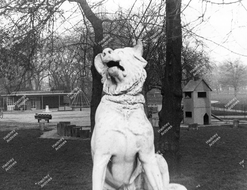 Stone dogs in Victoria Park 1973.