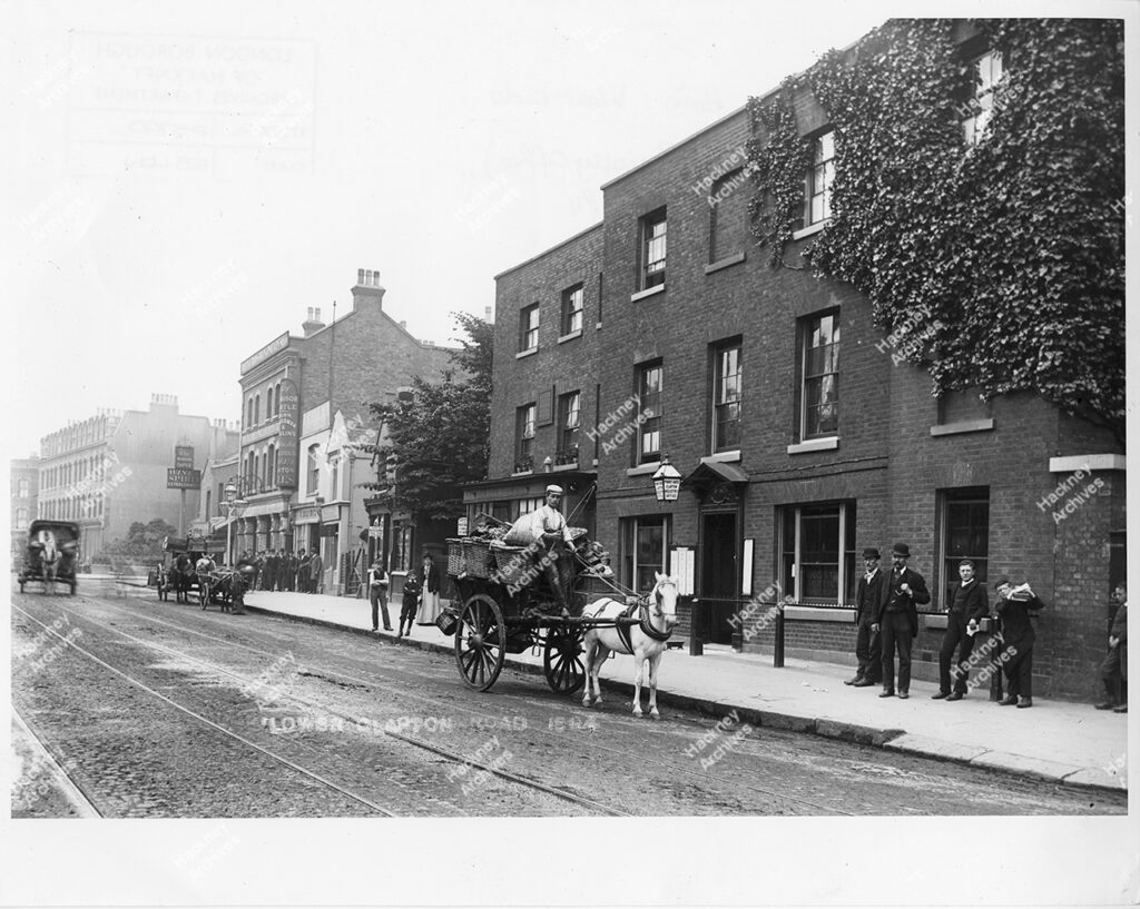 Lower Clapton Road, Hackney, c.1904. Includes Priory House (Clapton Registry office) and the Windsor Castle public house.