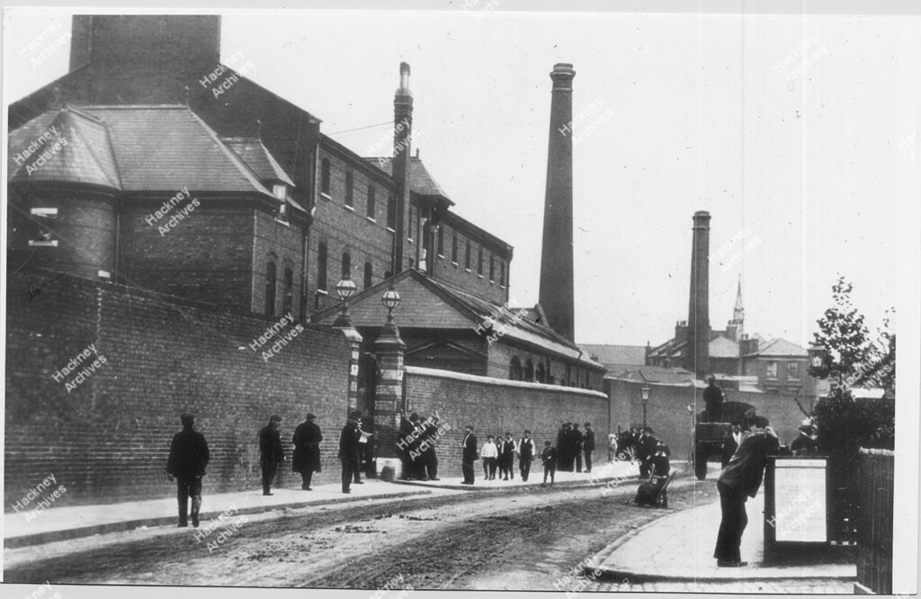Mare Street. west Side, Looking north from Matthew Rose’s; with horse tram and carriage, c.1900.