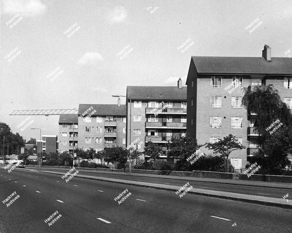 Woodberry Down from Seven Sisters Road, 1975.