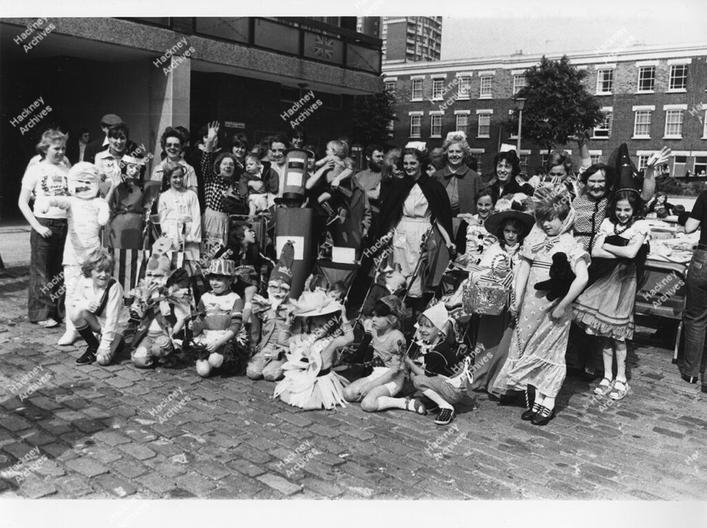 Silver Jubilee of HRH Queen Elizabeth II. Street parties on June 6 & 7, 1977: Navarino Road: Darnley Road; Nightingale Estate; Dunlace Road; Pedro Street; Trowbridge Estate; Spring Hill; Warneford Street; Poole Road/Valentine Road; Harrowgate Road.