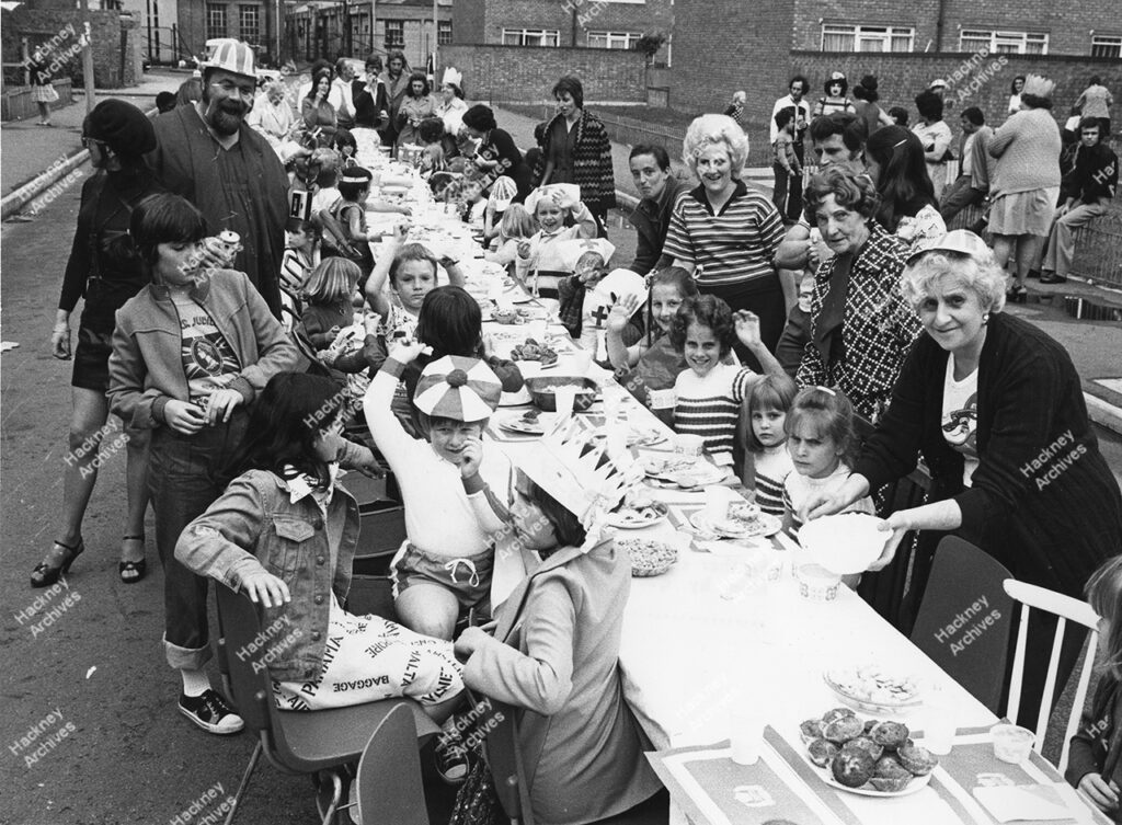 Silver Jubilee of HRH Queen Elizabeth II. Street parties on June 6 & 7, 1977: Navarino Road: Darnley Road; Nightingale Estate; Dunlace Road; Pedro Street; Trowbridge Estate; Spring Hill; Warneford Street; Poole Road/Valentine Road; Harrowgate Road.