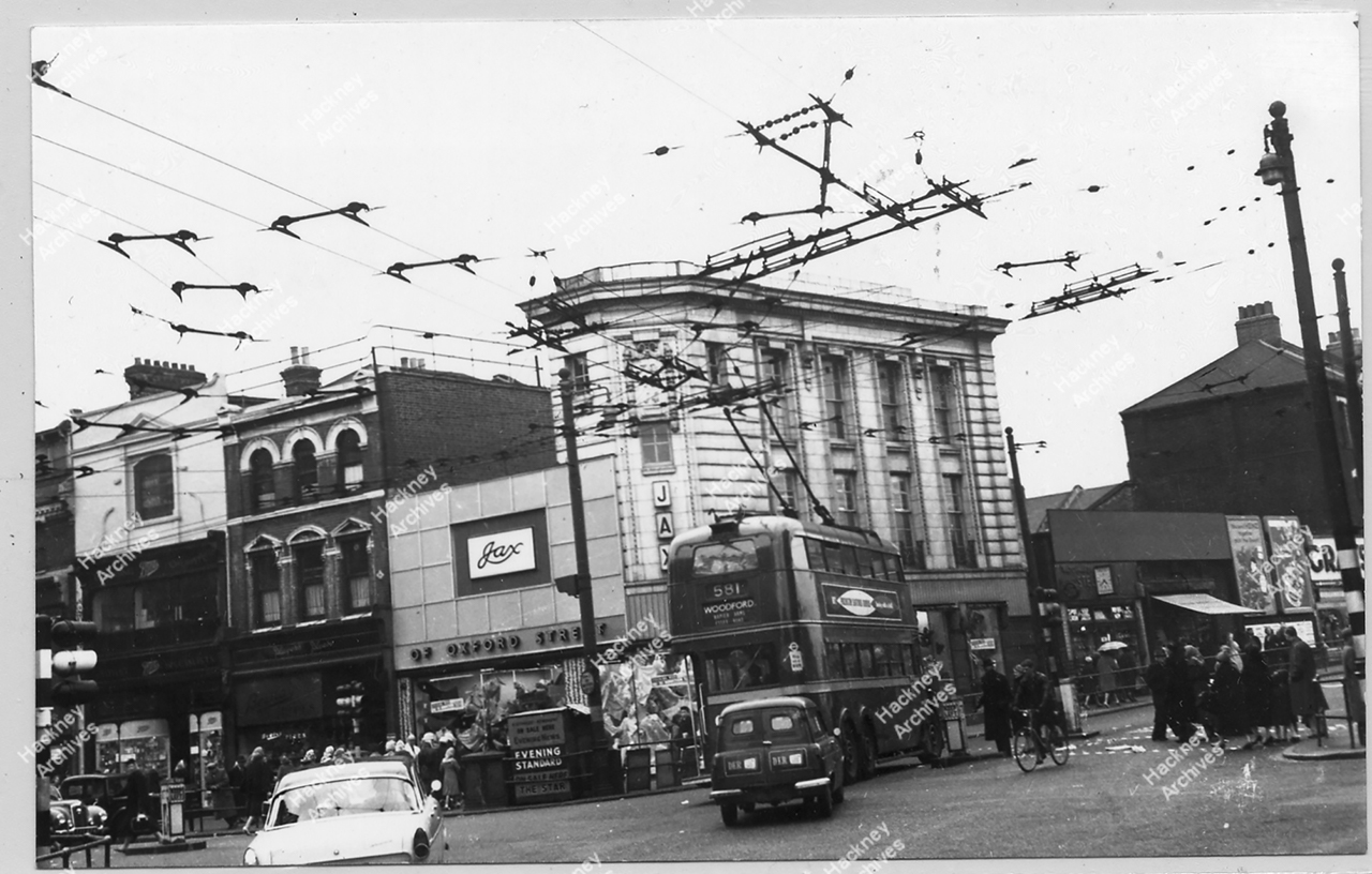 Dalston Junction, with trolley bus. 1959. Hackney PhotosHackney Photos