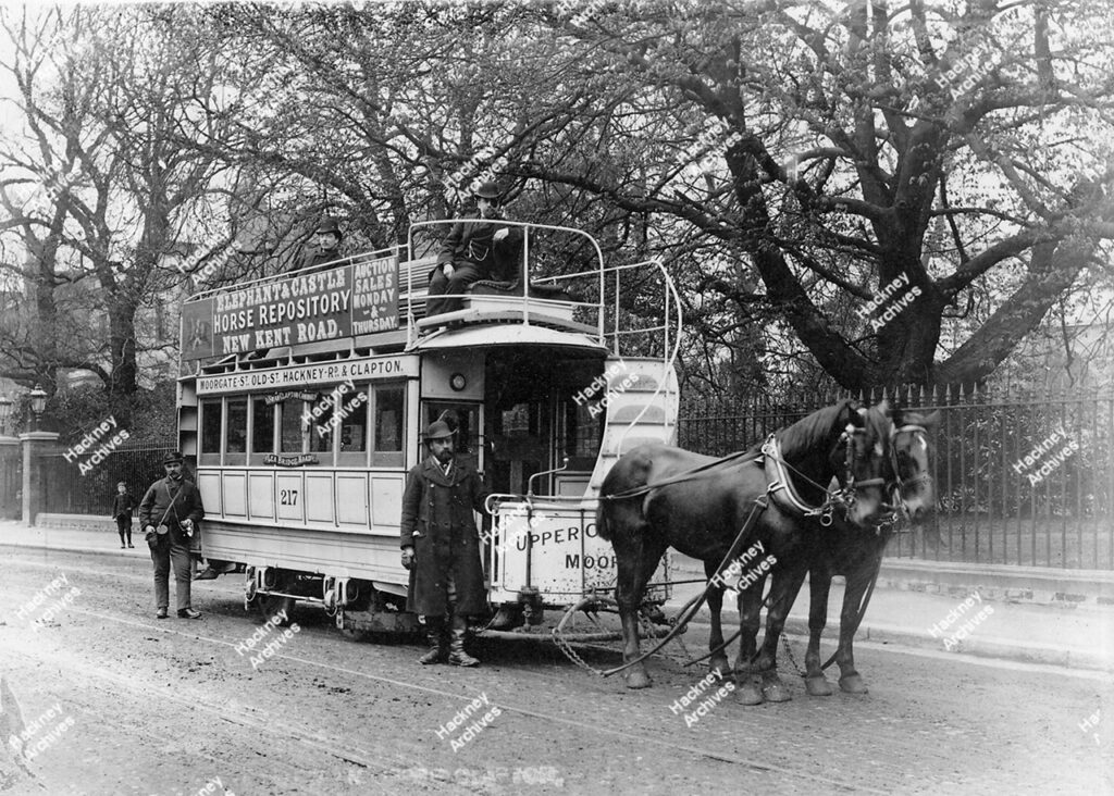 Horse-drawn tram, 1879.
