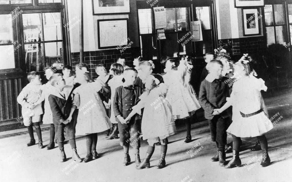 Children dancing in class at Gayhurst Road School, Gayhurst Road, Hackney, c.1907.