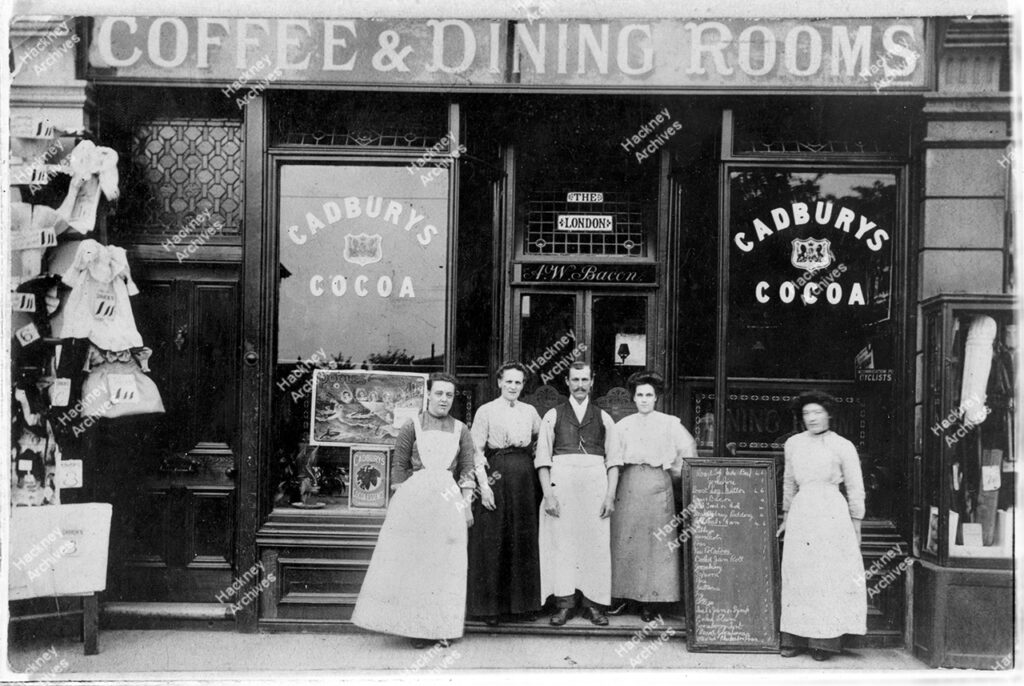 A. W. Bacon, The London Coffee and Dining Rooms, Amhurst Road, Hackney, c.1906.