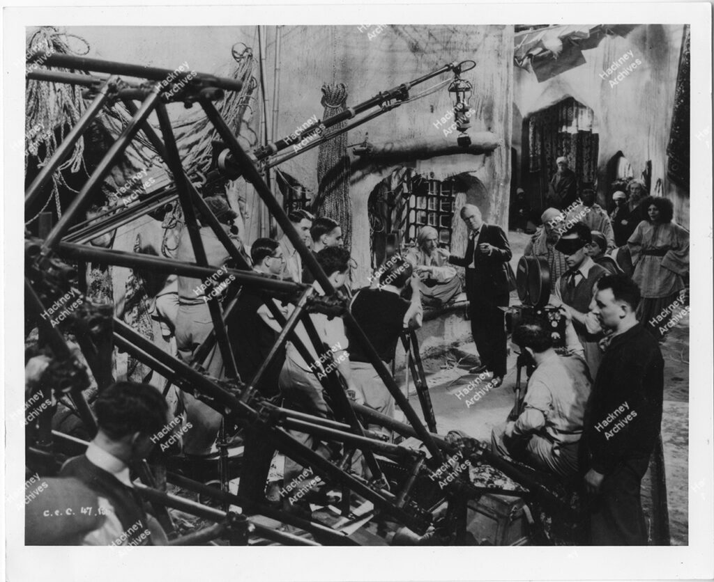 Interior of Gainsborough Film Studios, Poole Street, Hoxton, Hackney, c.1925. Interior of Gainsborough Film Studios during the filming of ‘Chu Chin Chow’, Poole Street, Hoxton.