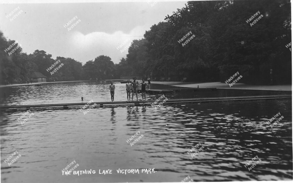 Victoria Park, the boating lake, c.1920.