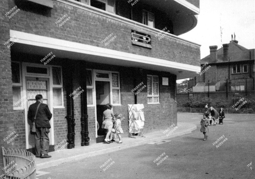 Woodberry Down Estate, View and flats, 1955.