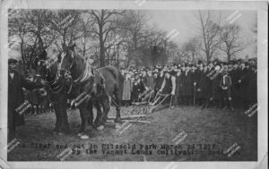 First sod cut in Clissold Park by the Vacant Lands Cultivation Society, Stoke Newington, Hackney. 1917