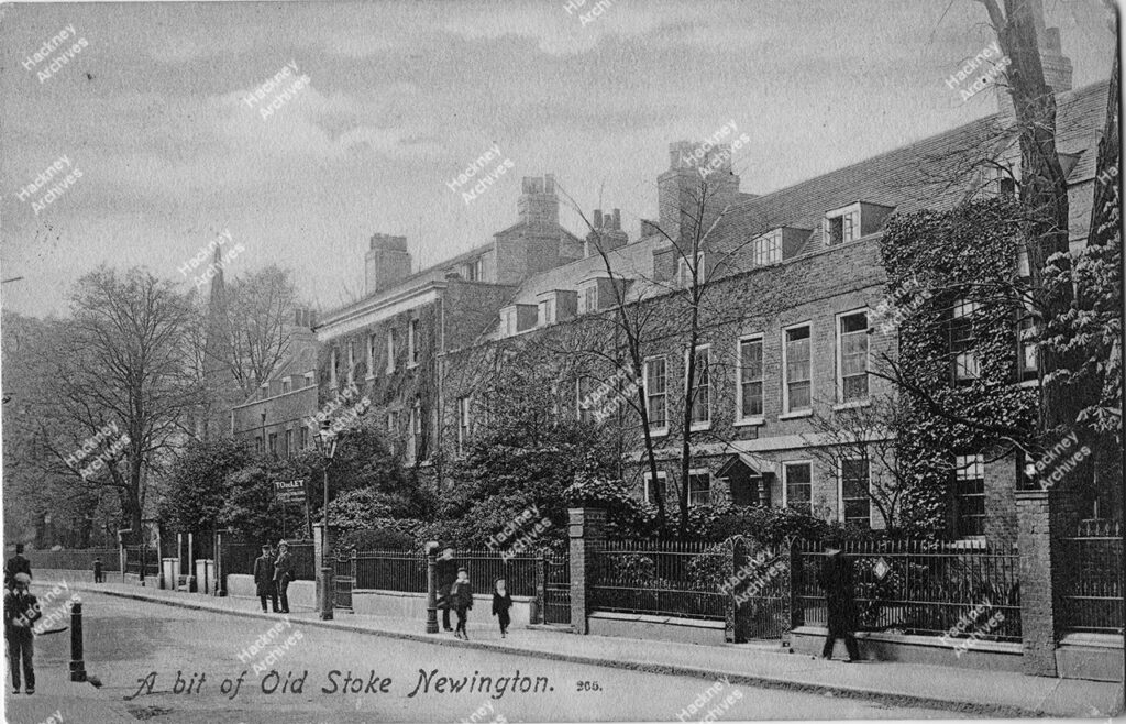 Stoke Newington Church Street, Hackney, c.1905. Postcard of 172-180 Stoke Newington Church Street (formerly Church Row) looking north east towards old Church.