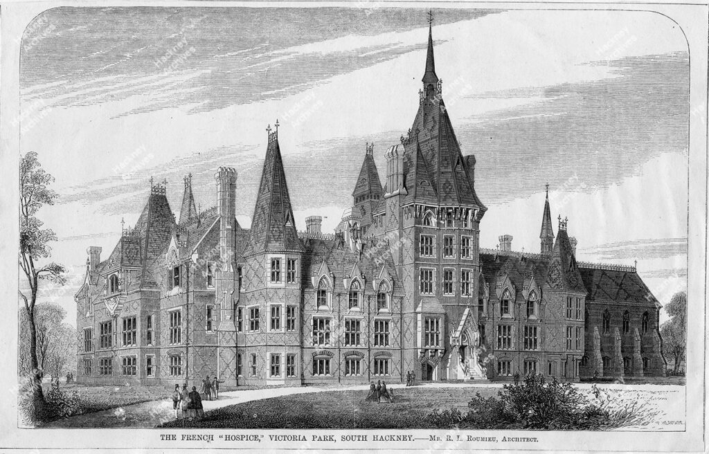 The French Hospice, Victoria Park, south Hackney, c.1850.
