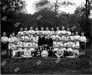 Crescent Rowing Club with trophies, c.1925.