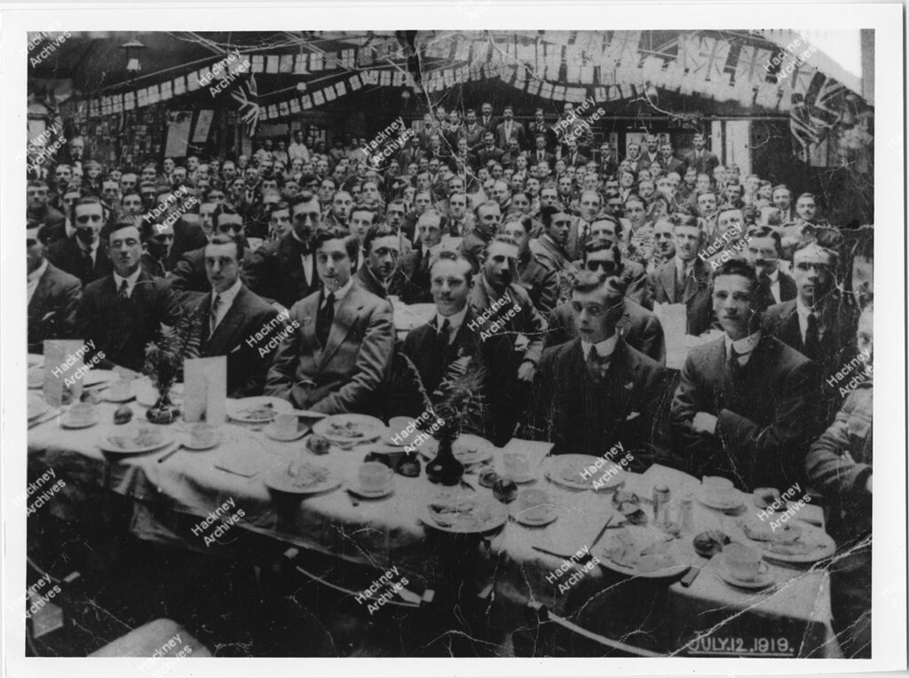 Haggerston School Old Boys’ post war party, Hackney. 1919.