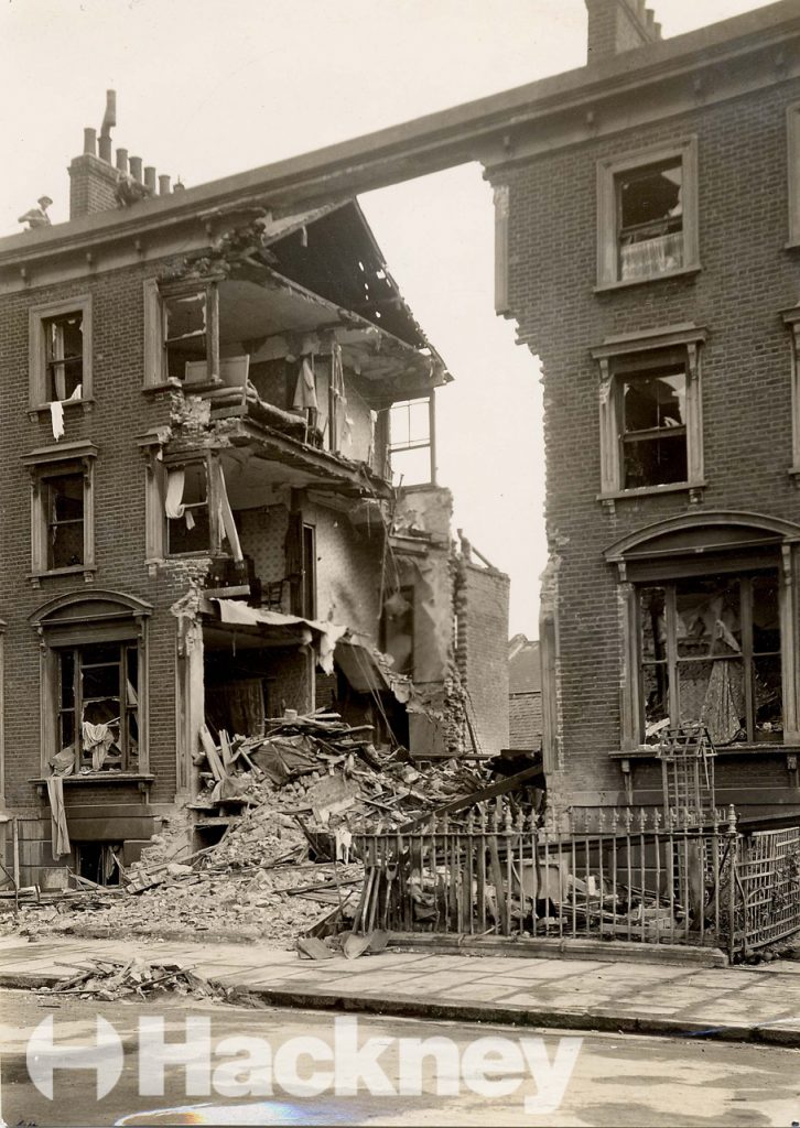 Bomb damage on Mentmore Terrace