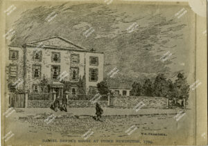 The home of Daniel Defoe at Church Street, Stoke Newington, 1724.