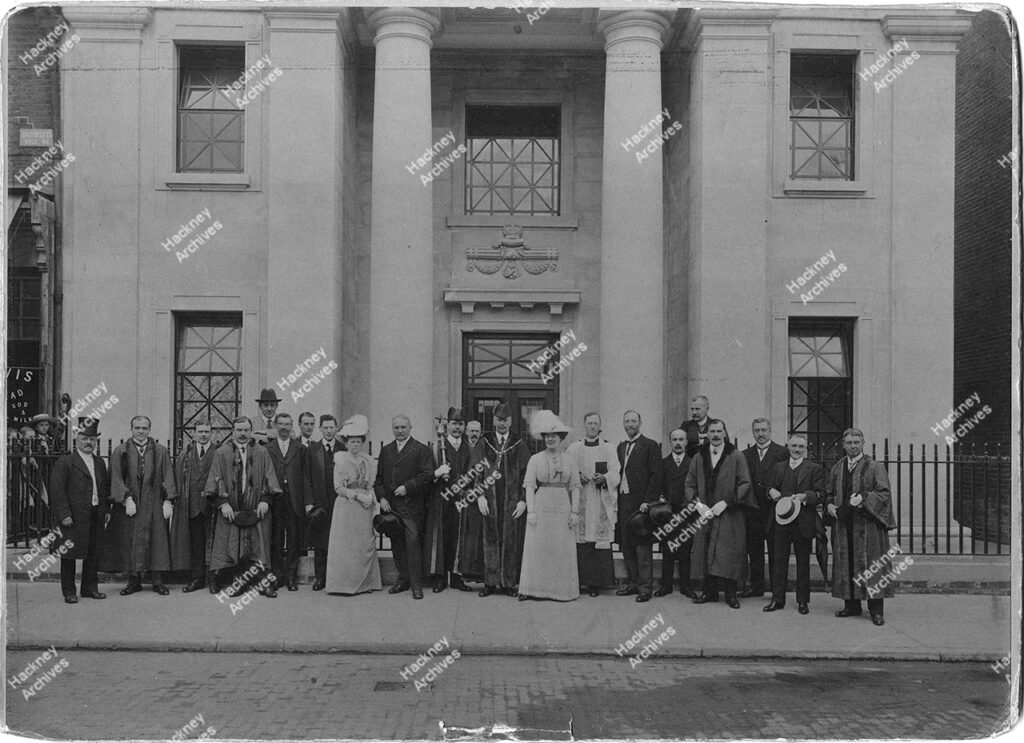 Homerton Library (Now Chats Palace Arts Centre) on Brooksby’s Walk at the official opening on 31st May 1913 by Councillor H. E Davenport, JP, Mayor, 1913.
