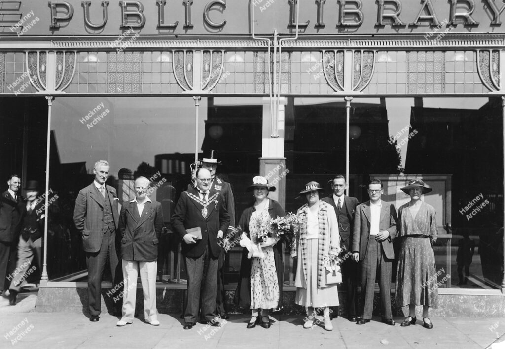 Stamford Hill library, Hackney. Opening by the Mayor, Cllr. H.E. Goodrich, J.P., L.C.C., June 20th 1936