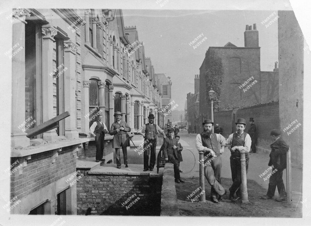 Clapton Passage, looking east, showing houses almost completed, c.1883