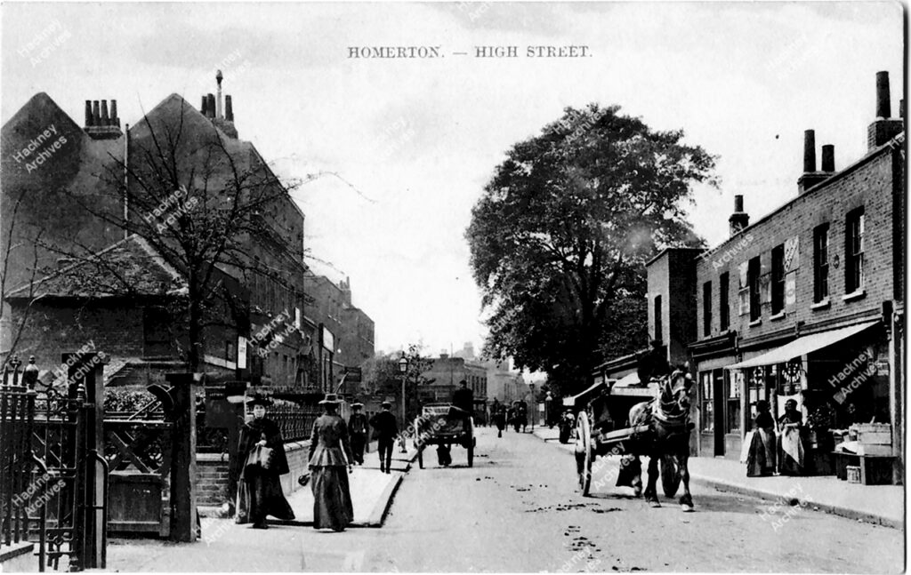 Homerton High Street, looking east from St. Barnabas Church, Hackney, c.1880