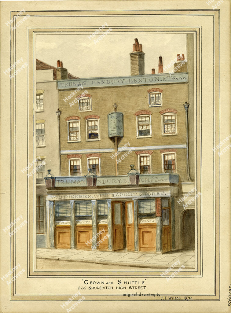 The Crown and Shuttle, 226 Shoreditch High Street, Hackney. 1870.