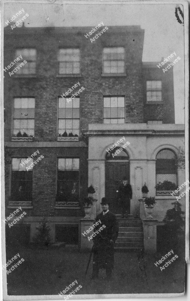 5 Portland Place, Lower Clapton Road, Hackney, c.1876. Includes members of the Wilkinson family outside the house.