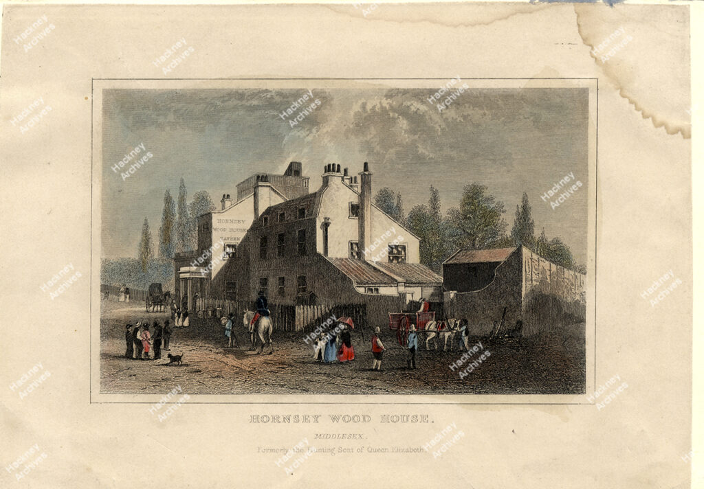 Hornsey Wood House Tavern,  formerly the hunting seat of Queen Elizabeth, Hackney, c.1820