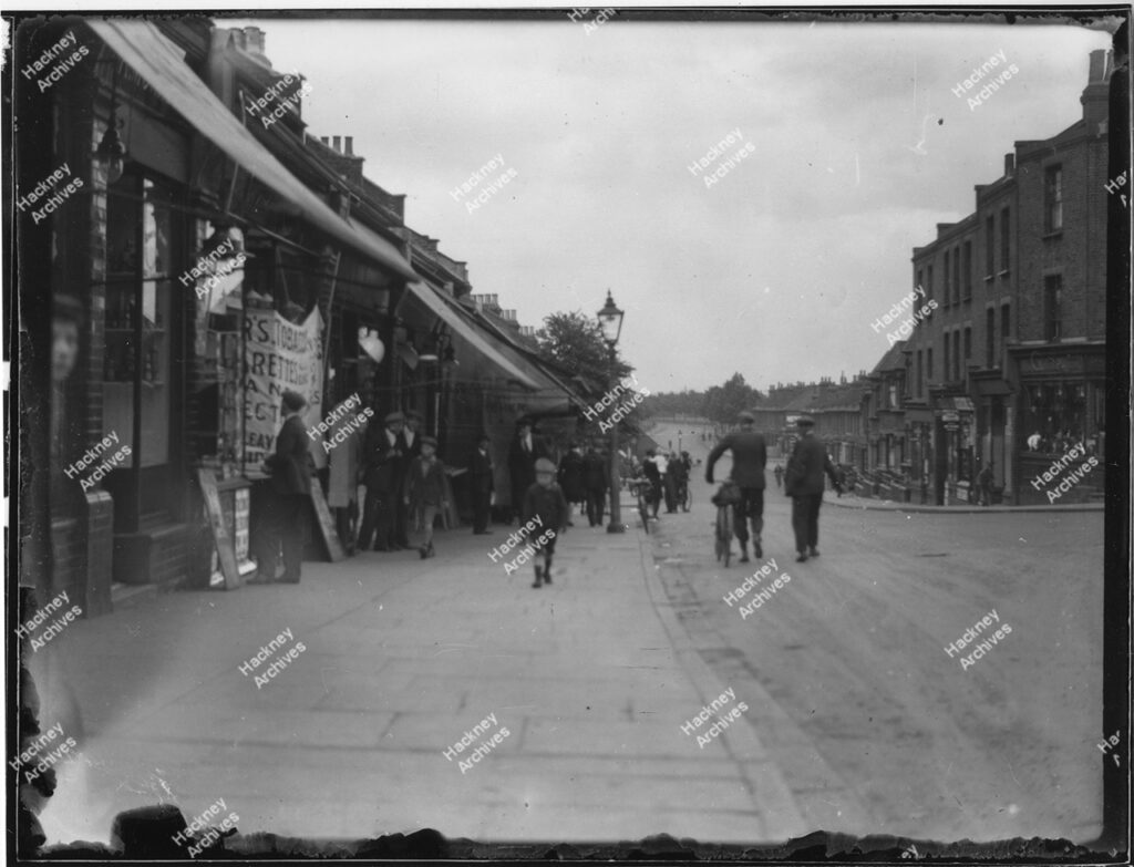 Homerton High Street, Homerton, Hackney, c.1935. View east towards Marsh Hill from the junction with Kenworthy Road.