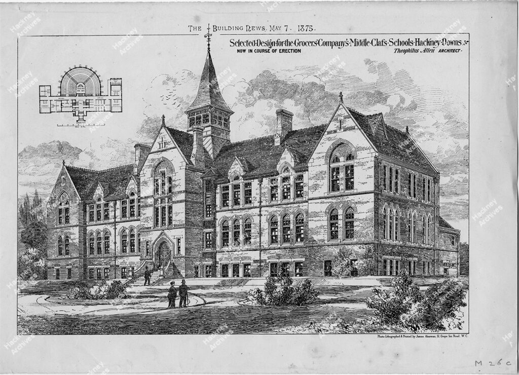 The Grocers’ School, Middle Class Schools, Hackney Downs, Hackney. 1876.