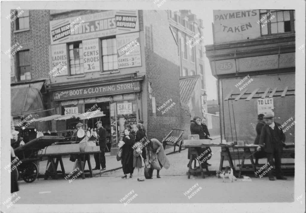 Market stalls, Hoxton Street, Hoxton, Hackney, c.1935.