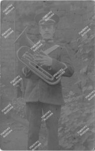 Mr Last, member of the Hoxton Market Christian Mission Band, Hackney. 1912.