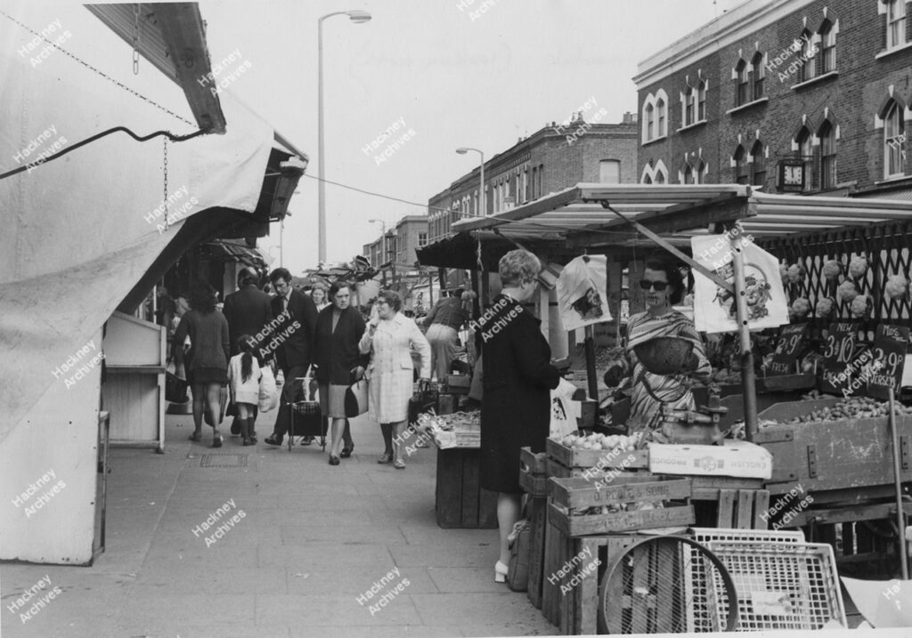 Chatworth Road Street Market, Clapton, Hackney, 1972.