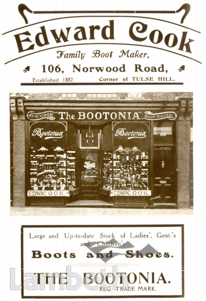 EDWARD COOK, NORWOOD ROAD, TULSE HILL: ADVERTISEMENT