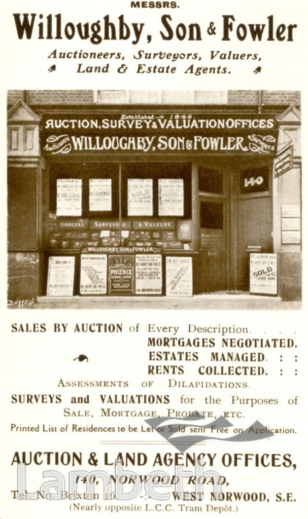 WILLOUGHBY, SON & FOWLER, WEST NORWOOD: ADVERTISEMENTS