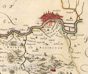 BRIXTON HUNDRED MAP, EXTRACT FROM 'SURRIA VERNACULE SURREY'