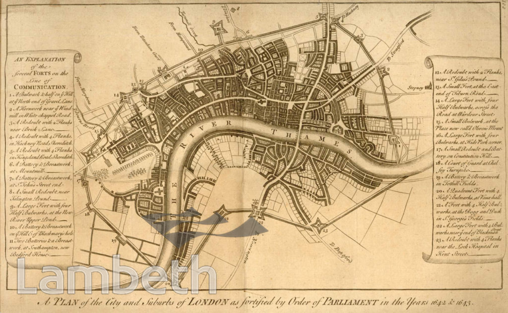 THE CITY AND SUBURBS OF LONDON : MAP OF THE FORTIFICATION