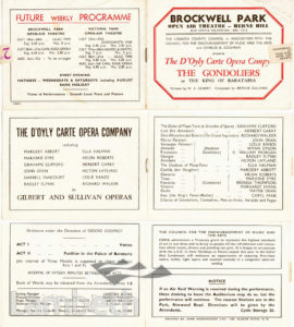 BROCKWELL PARK THEATRE, HERNE HILL: PROGRAMME