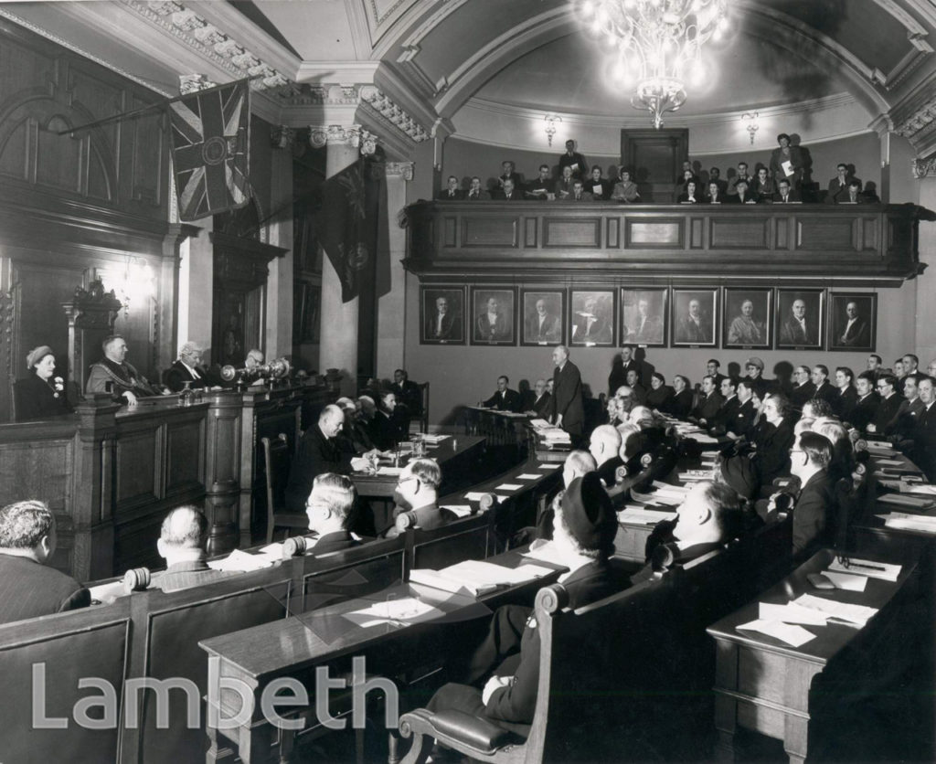 COUNCIL IN SESSION, LAMBETH TOWN HALL, BRIXTON CENTRAL