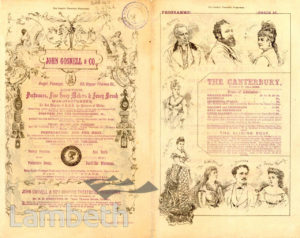 CANTERBURY THEATRE, UPPER MARSH, WATERLOO : PROGRAMME