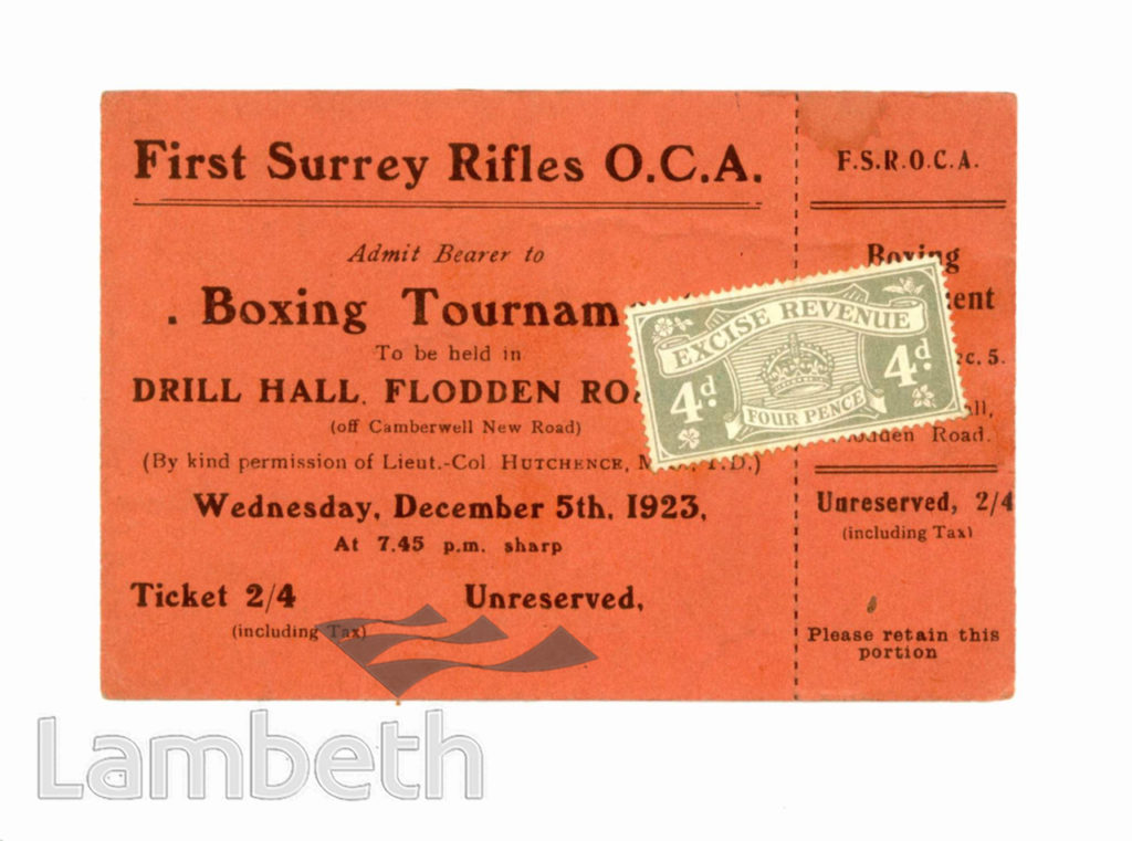FIRST SURREY RIFLES : BOXING TOURNAMENT TICKET