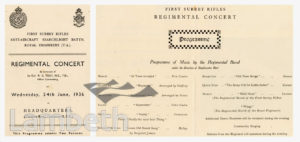 FIRST SURREY RIFLES : REGIMENTAL CONCERT PROGRAMME