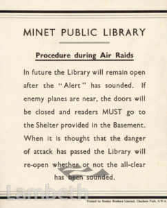 MINET LIBRARY, KNATCHBULL ROAD, NORTH BRIXTON : NOTICE